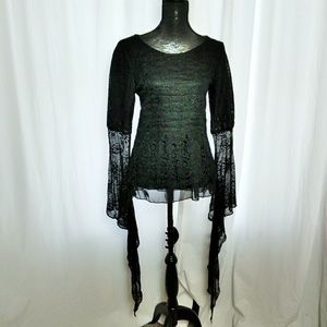 Beautiful Boho Gypsy Black Lace Sheer Goth Top